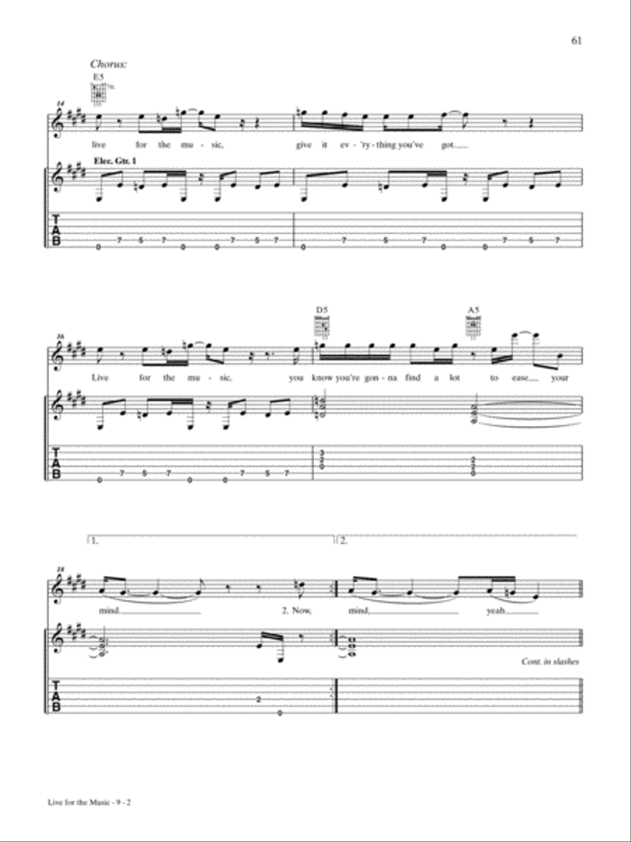 Live for the Music Guitar Tablature scores gallery preview page 2