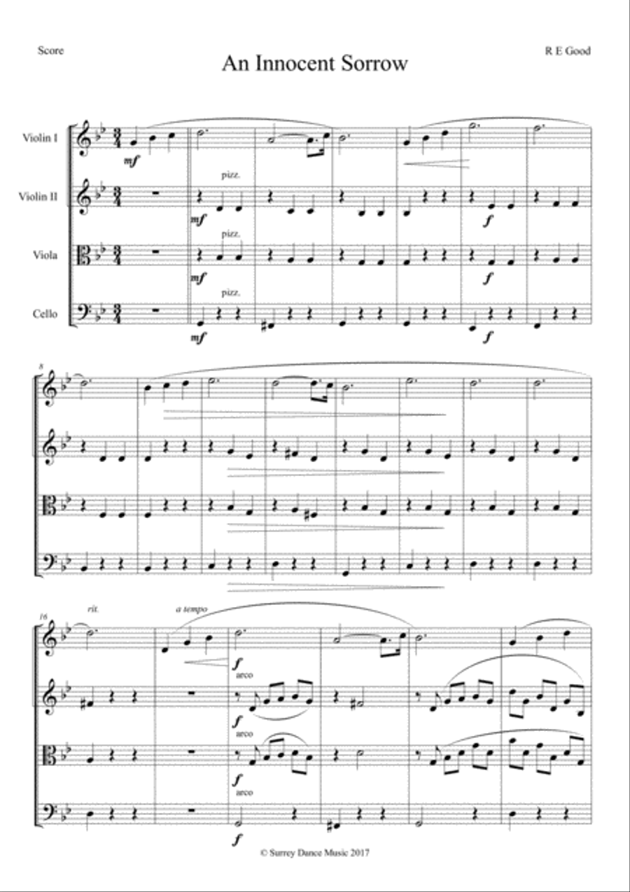 An Innocent Sorrow String Quartet scores gallery preview page 1