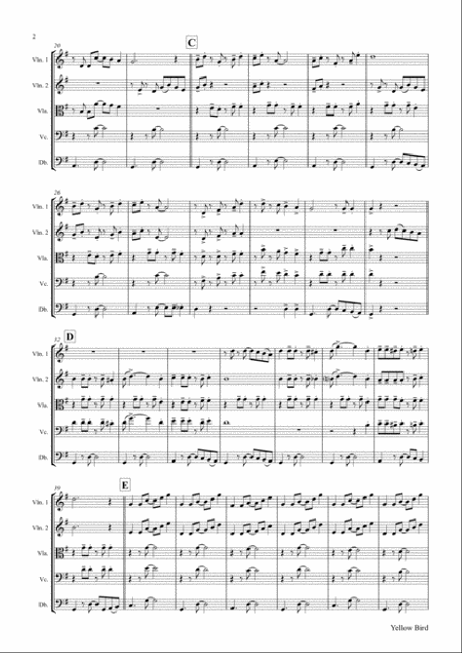 Yellow Bird - Haitian Folk Song - Calypso - String Orchestra String Orchestra scores gallery preview page 3