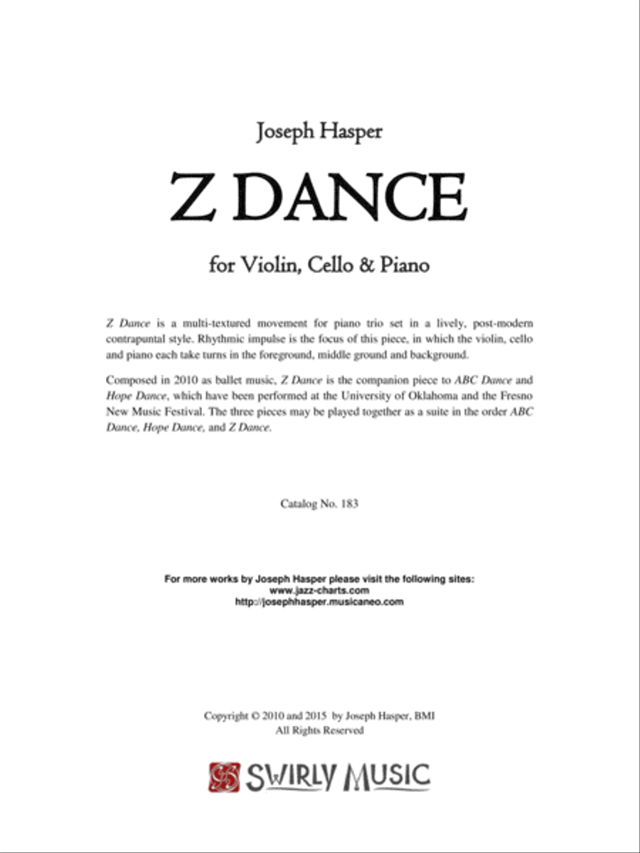 Z Dance (Piano Trio) image number null