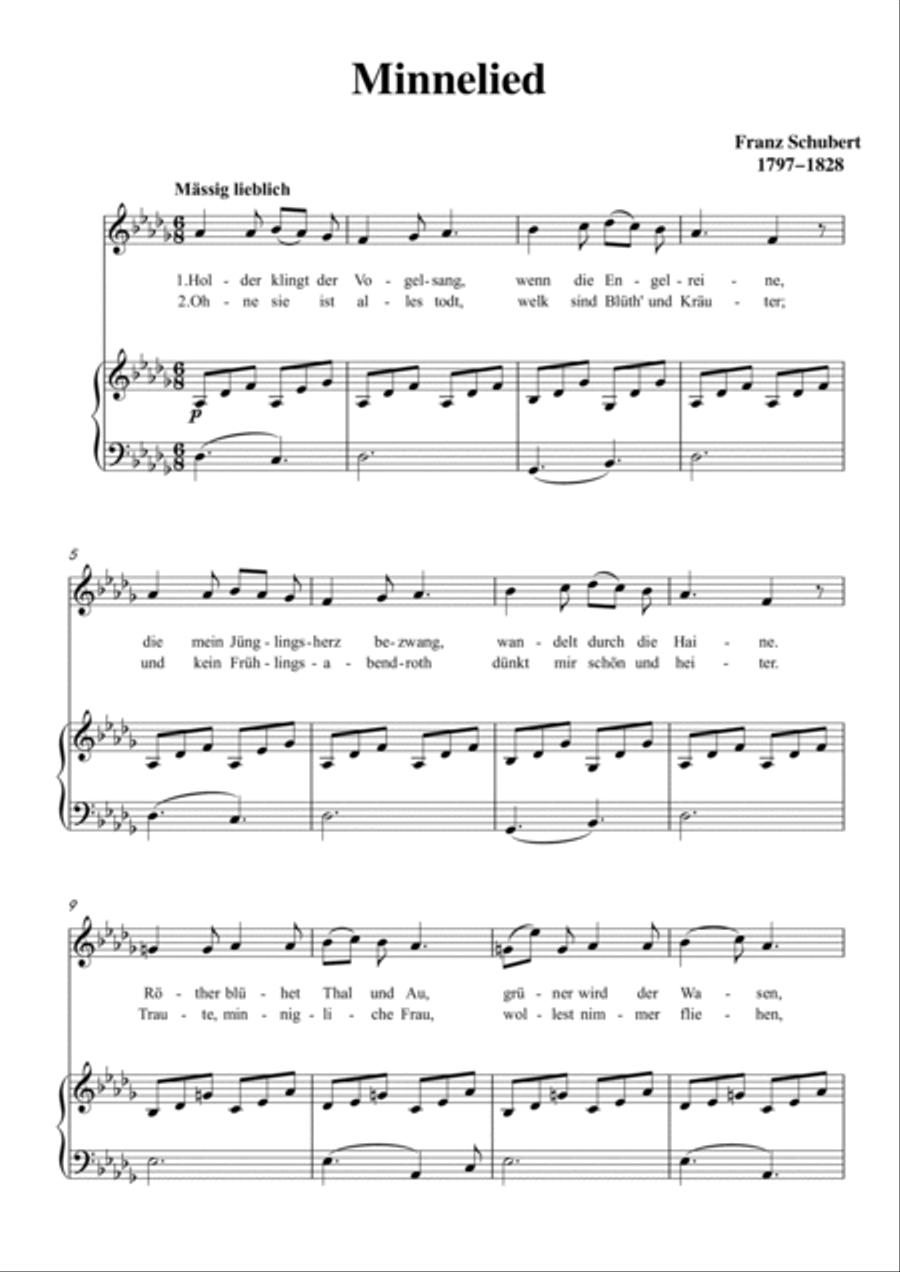 Schubert-Minnelied in bD for Vocal and Piano Schubert-Minnelied in bD for Vocal and Piano Piano, Vocal scores gallery preview page 2