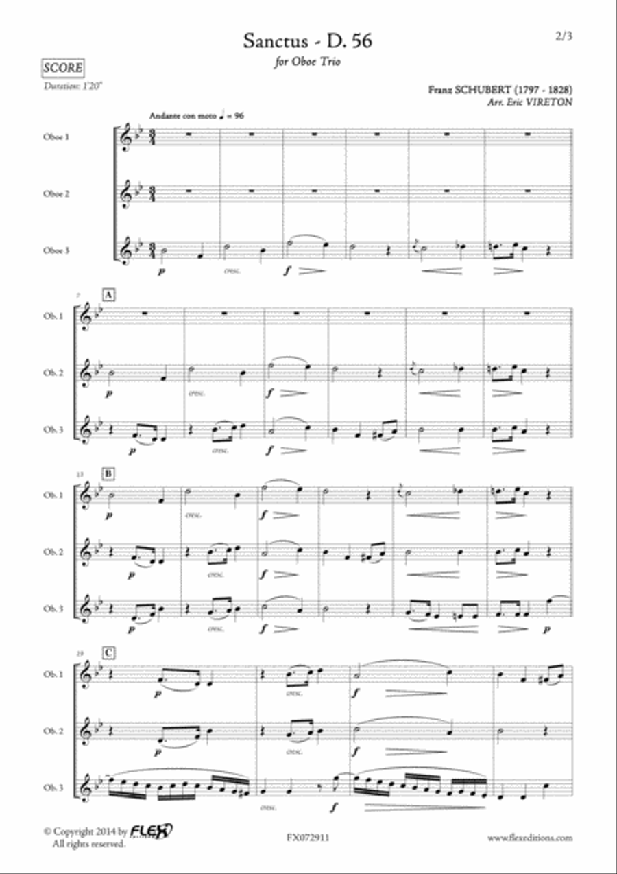 Sanctus, D. 56 Sanctus, D. 56 Woodwind Trio scores gallery preview page 2