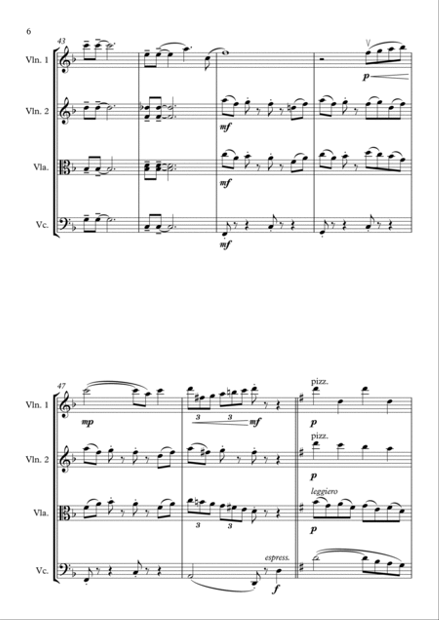 Singing In The Rain String Quartet scores gallery preview page 6