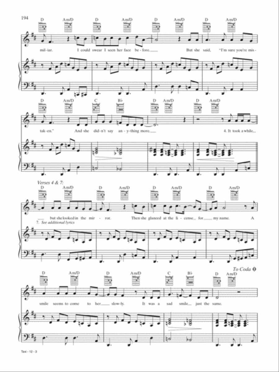 Taxi Piano, Vocal, Guitar scores gallery preview page 3