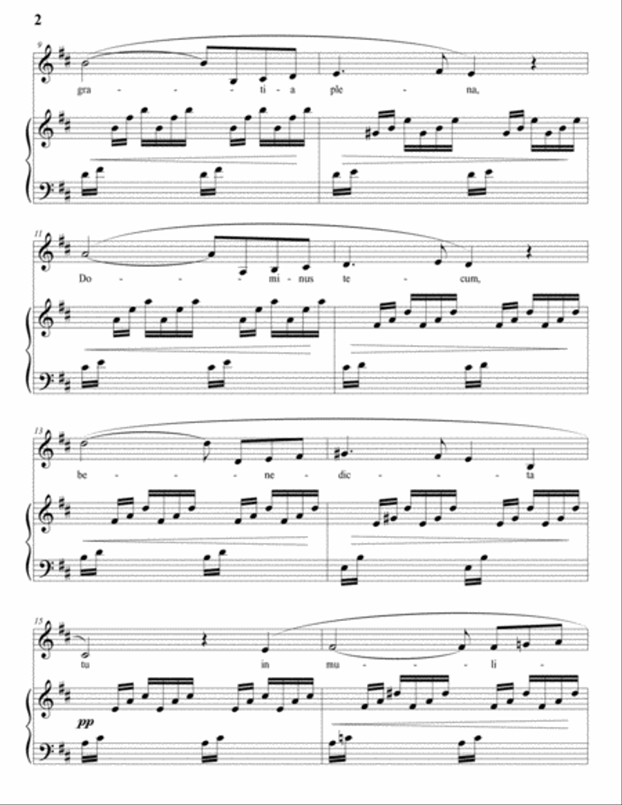 GOUNOD: Ave Maria (transposed to D major) Voice scores gallery preview page 3
