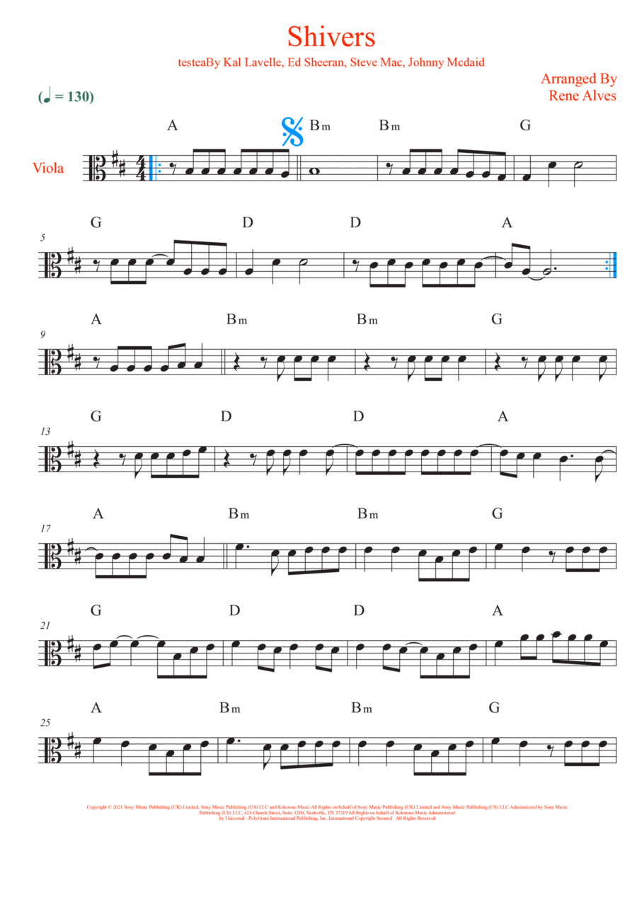 Shivers Viola Solo scores gallery preview page 1