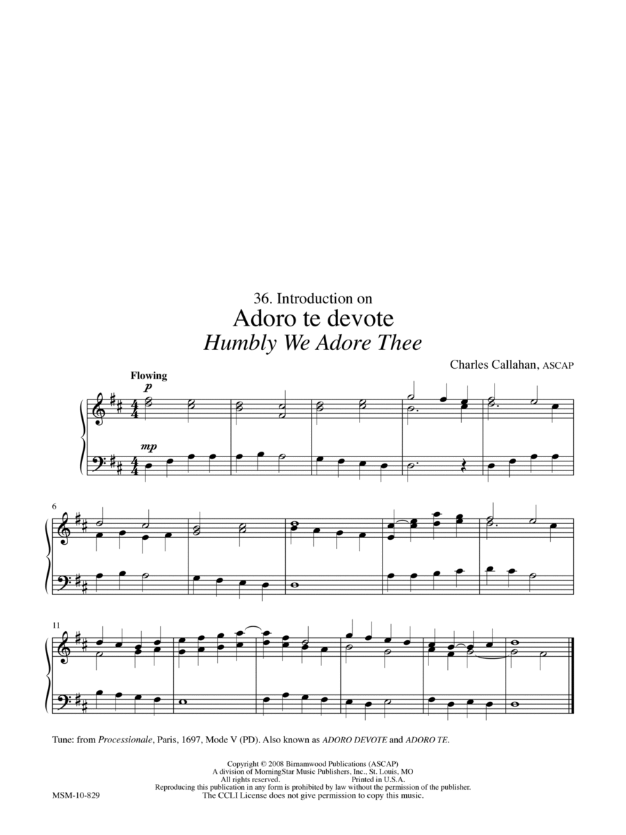 Introduction on Adoro te devote (Humbly We Adore Thee) Organ scores gallery preview page 1