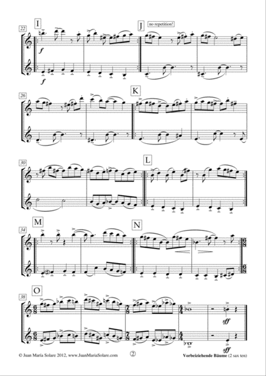 Vorbeiziehende Bäume [Trees Passing By - 2 Sax] Woodwind Ensemble scores gallery preview page 3