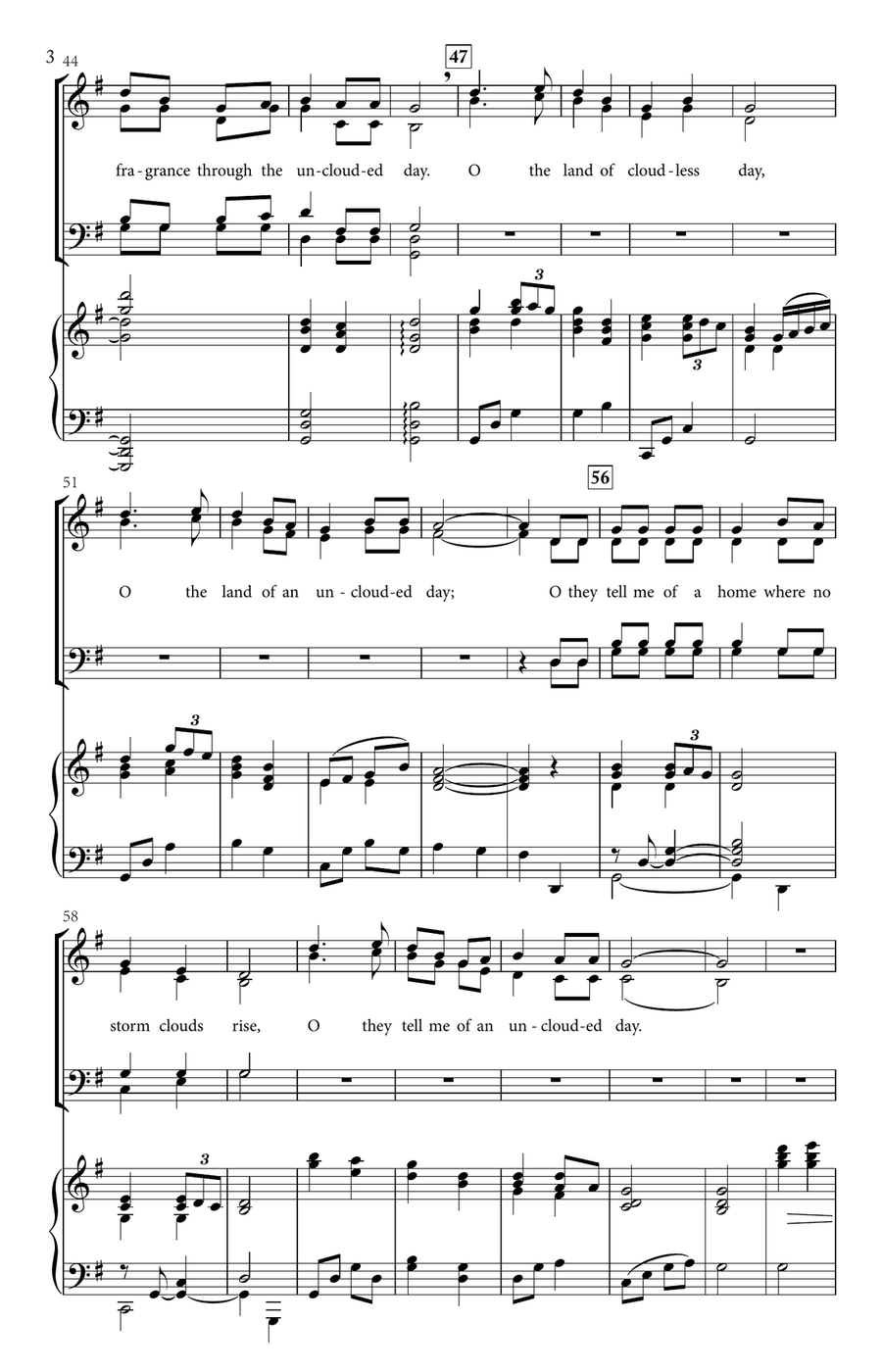 The Unclouded Day SATB 4-Part scores gallery preview page 4