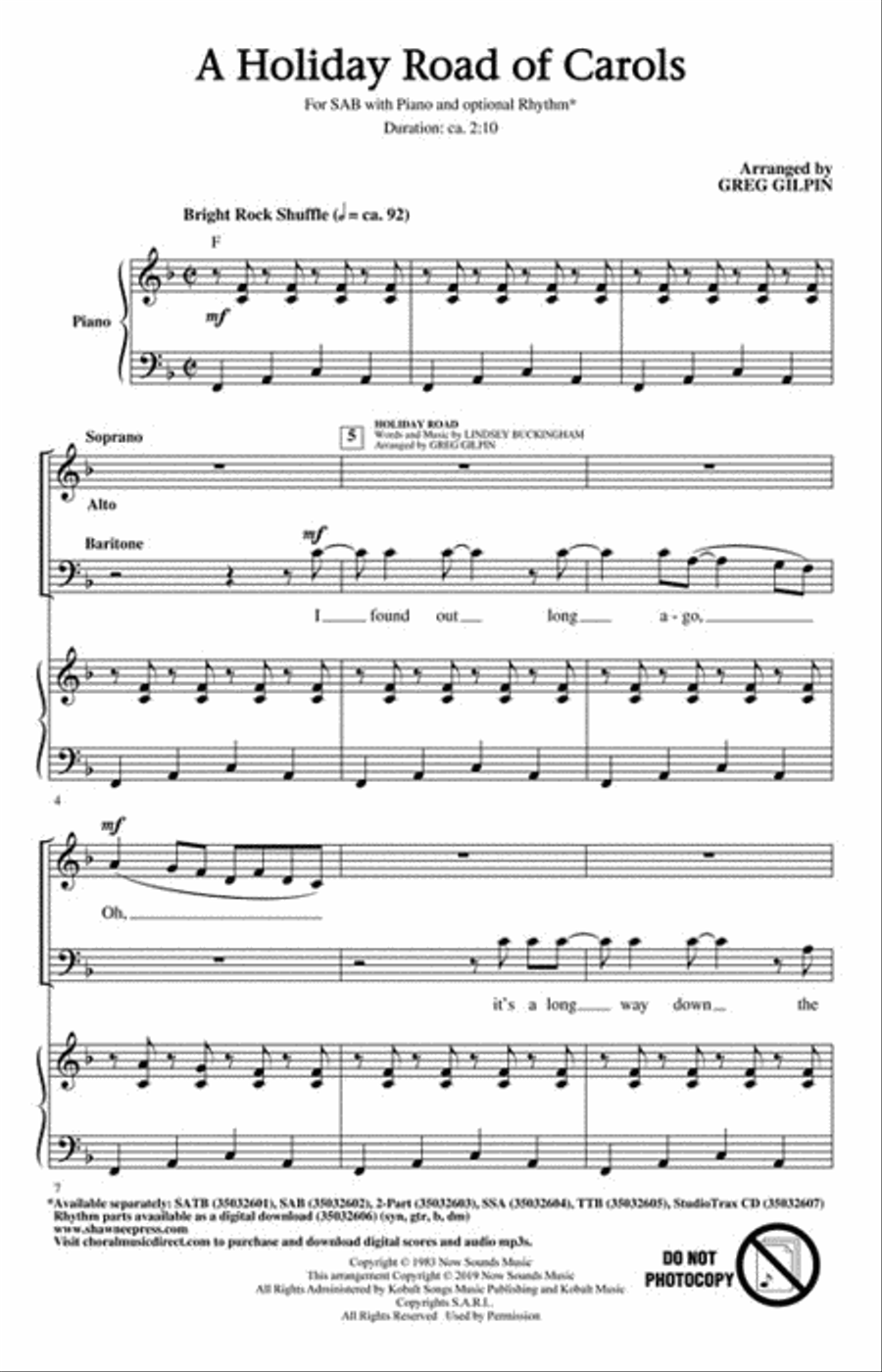 A “Holiday Road” of Carols 3-Part scores gallery preview page 2