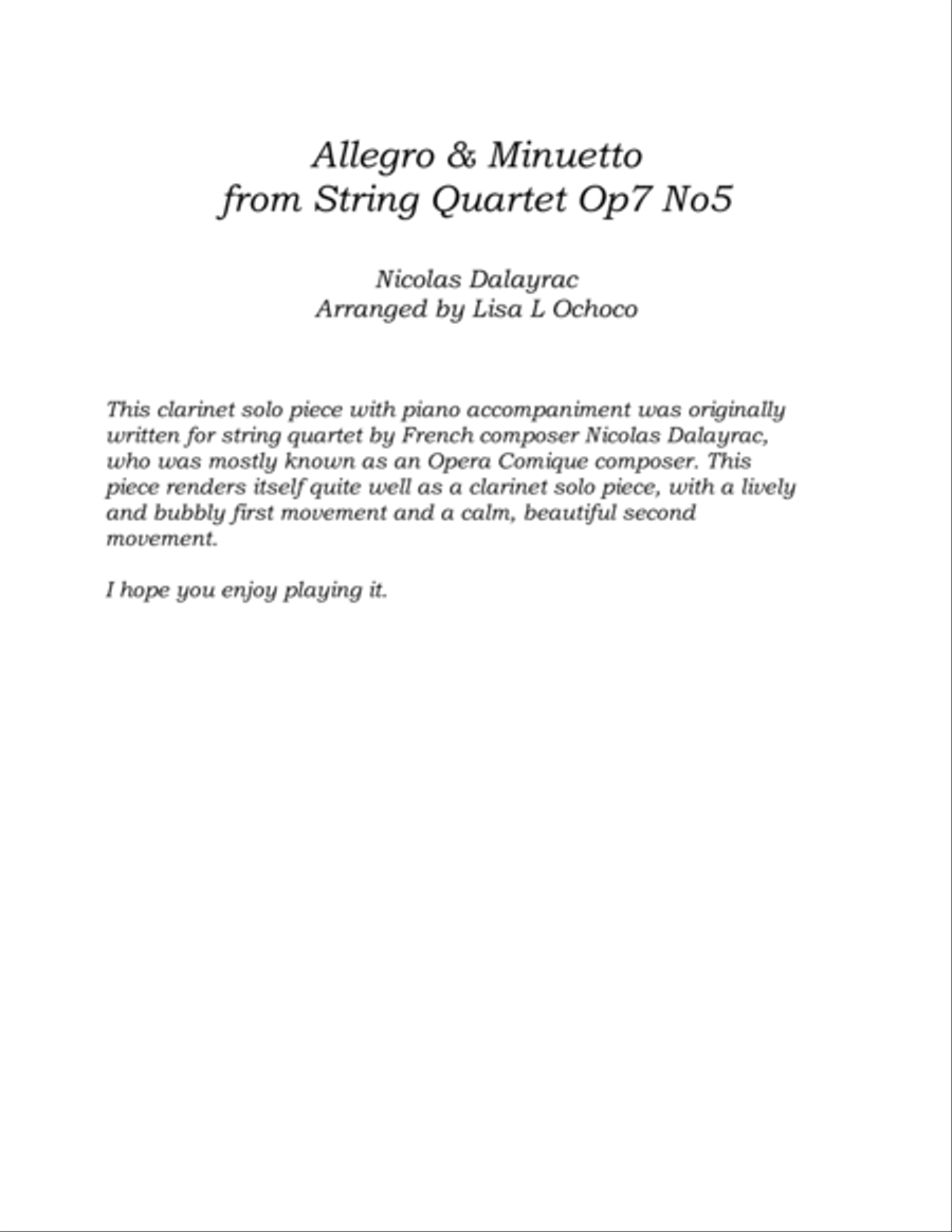 Allegro & Minuetto Op7 No5 for Clarinet and Piano Clarinet Solo scores gallery preview page 4