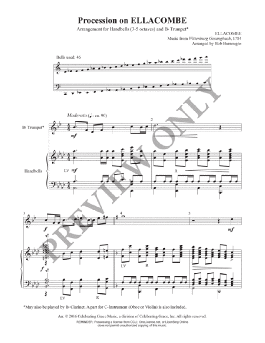 Procession on ELLACOMBE (Director's Score) Handbell Choir scores gallery preview page 2