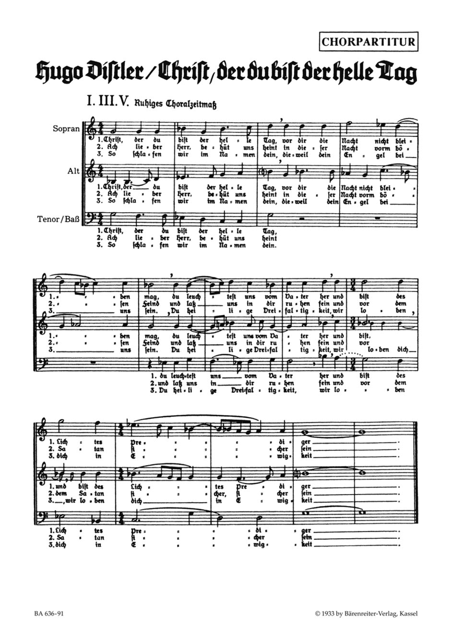 Christ, der du bist der helle Tag, No. 1, Op. 6 Mixed Choir scores gallery preview page 1