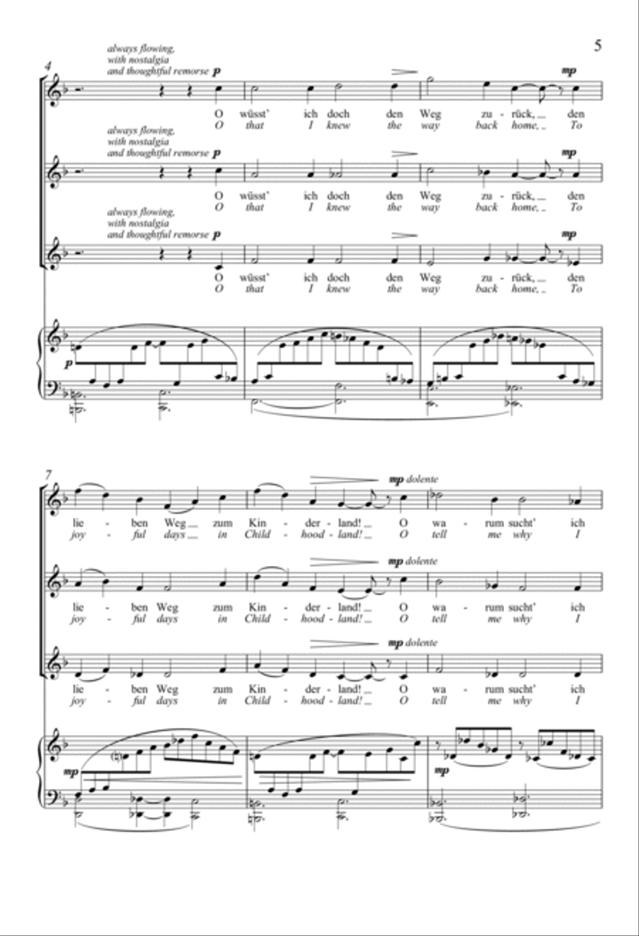 O wüsst’ ich doch den Weg zurück (O That I Knew the Way Back Home) SSA scores gallery preview page 4