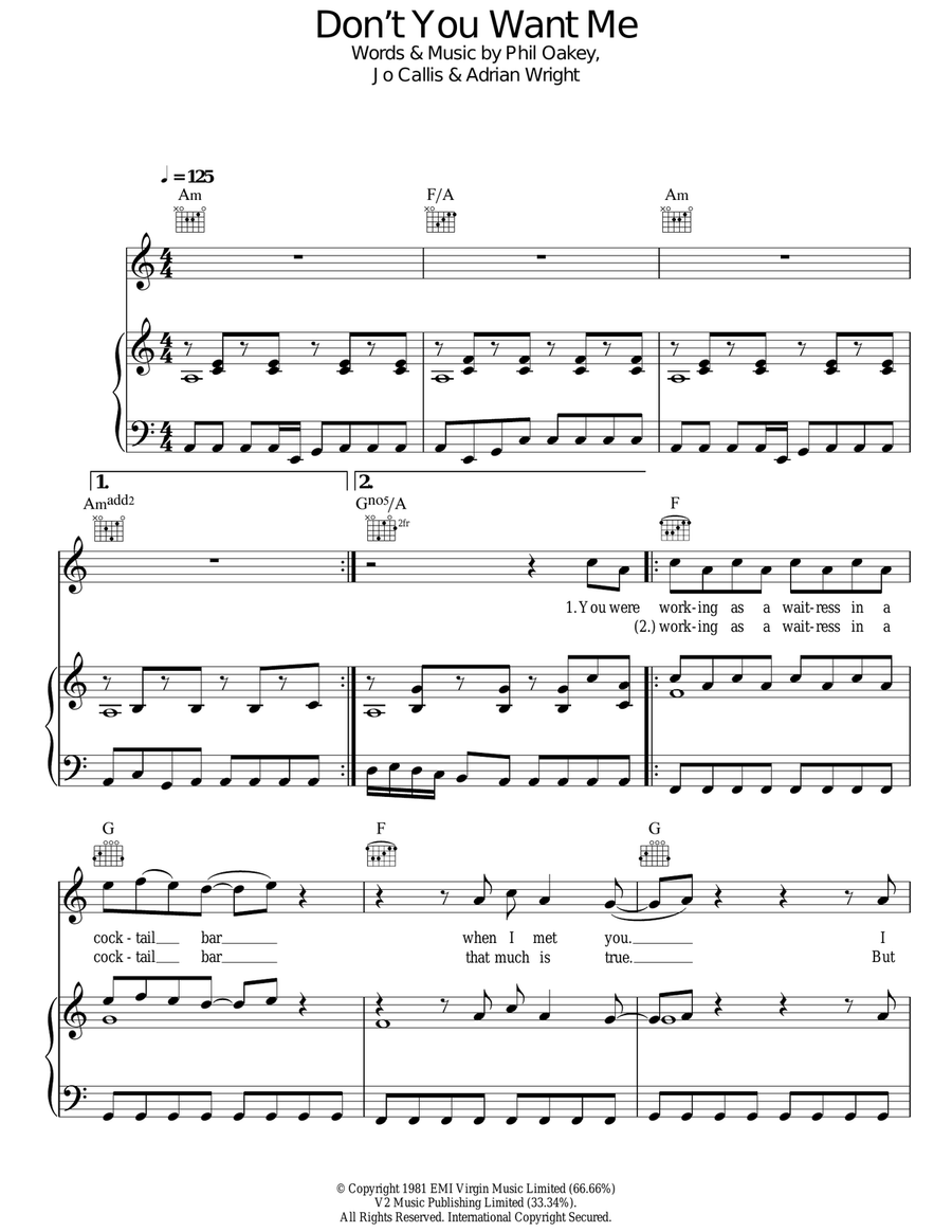 Don't You Want Me Acoustic Guitar scores gallery preview page 1