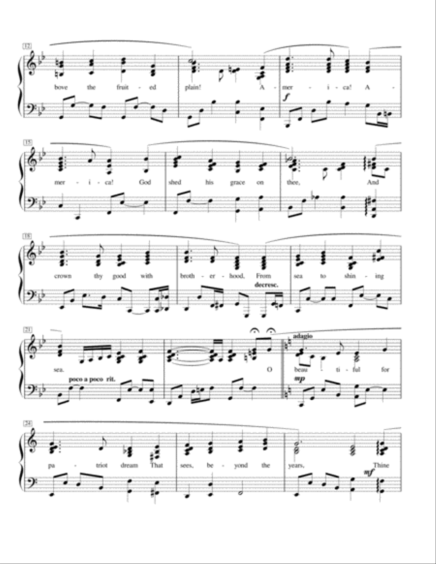 America the Beautiful-Jazzy Easy Piano scores gallery preview page 3