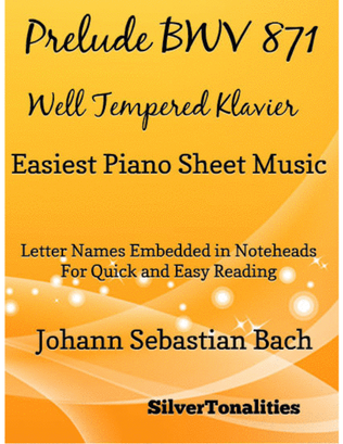 Prelude Bwv 871 Well Tempered Klavier Easiest Piano Sheet Music