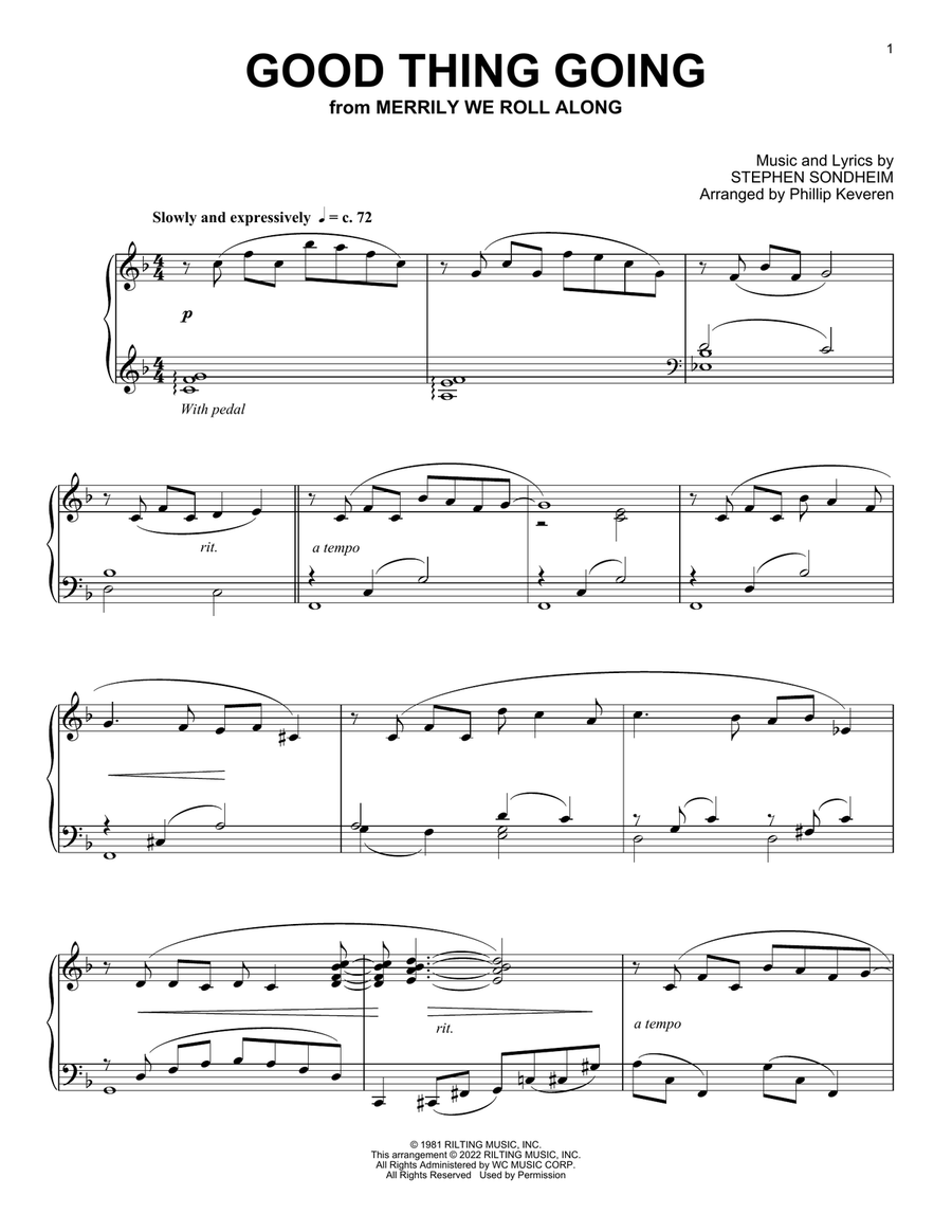 Good Thing Going (from Merrily We Roll Along) (arr. Phillip Keveren) Piano Solo scores gallery preview page 1