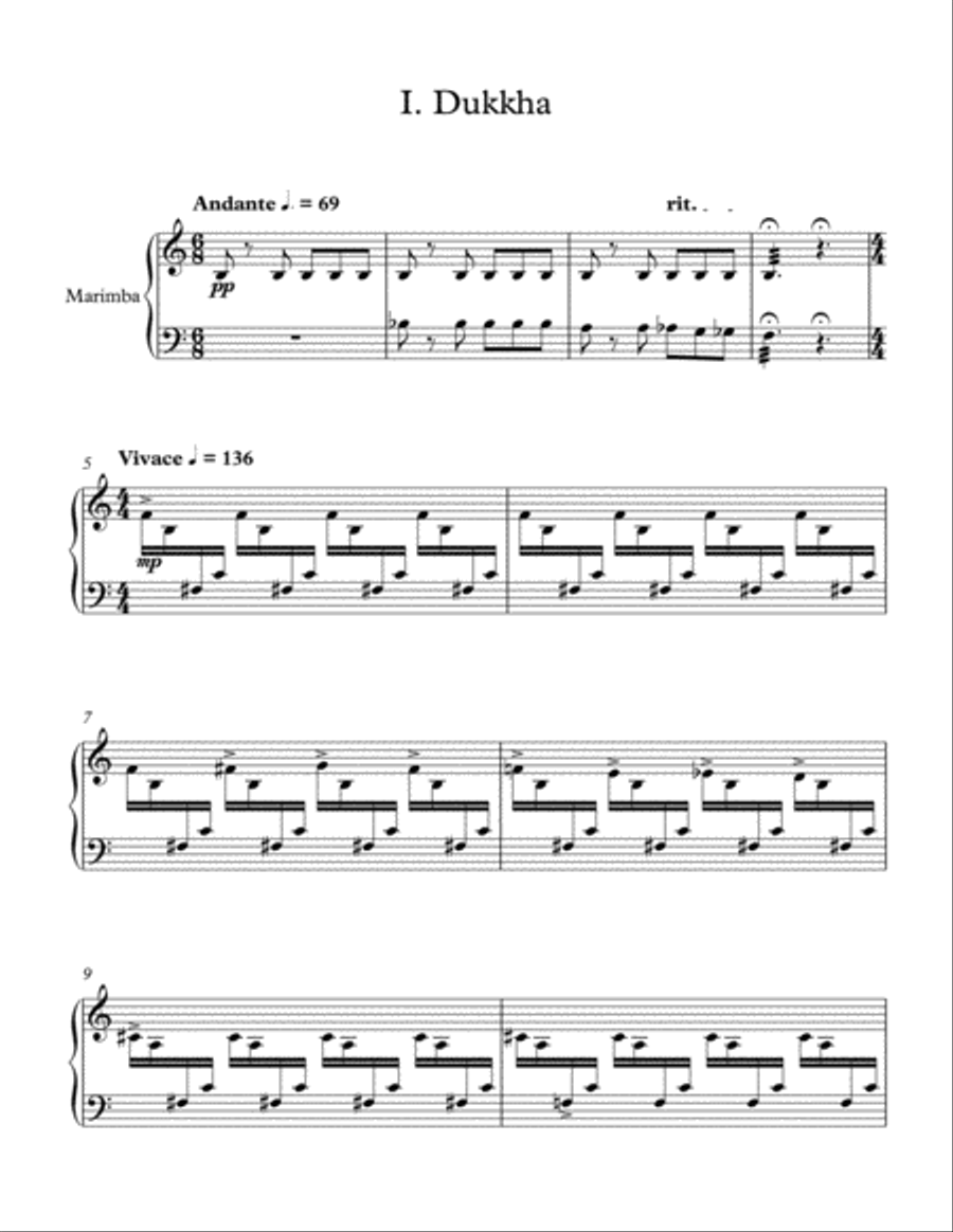 Three Preludes for Solo Marimba Marimba scores gallery preview page 3