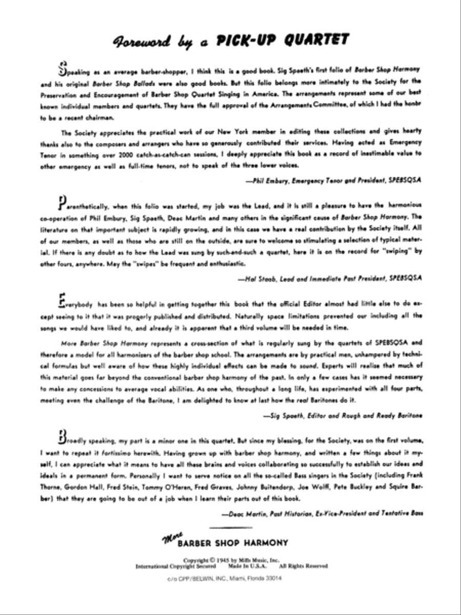 More Barber Shop Harmony A Cappella scores gallery preview page 7