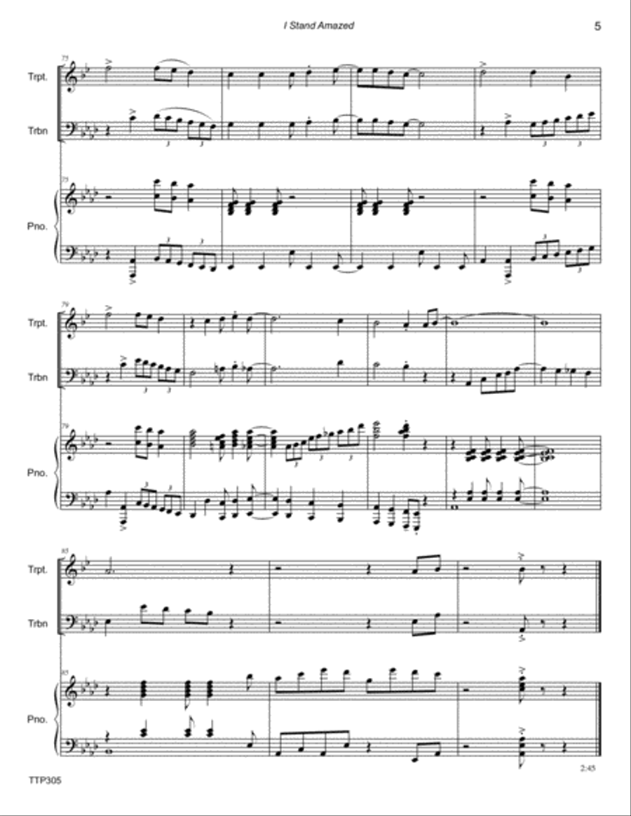 I STAND AMAZED - TRUMPET & TROMBONE with Piano Accompaniment Brass Duet scores gallery preview page 5