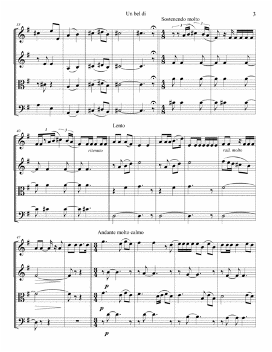 Un bel di, vedremo Un bel di, vedremo String Quartet scores gallery preview page 4