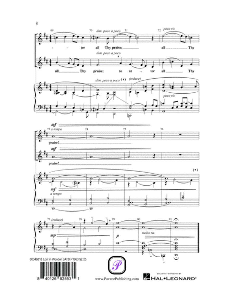 Lost In Wonder, Love And Praise 4-Part scores gallery preview page 7
