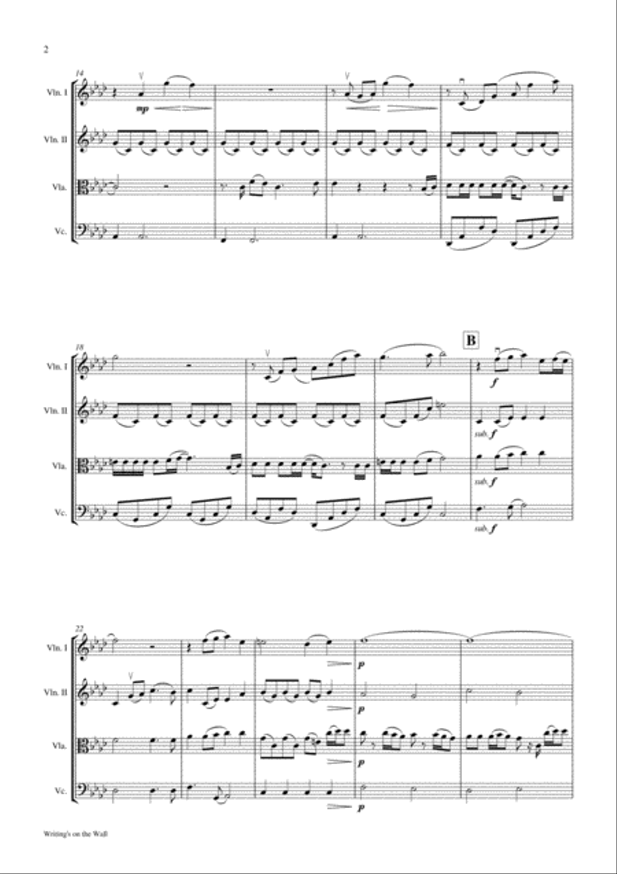 Writing's On The Wall from the film SPECTRE String Quartet scores gallery preview page 5
