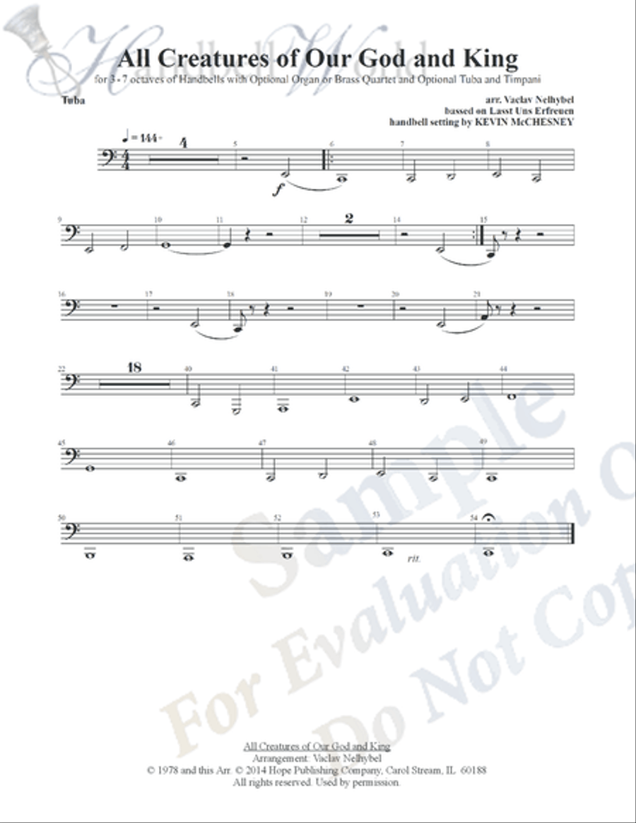 All Creatures of Our God and King Handbell Choir scores gallery preview page 5