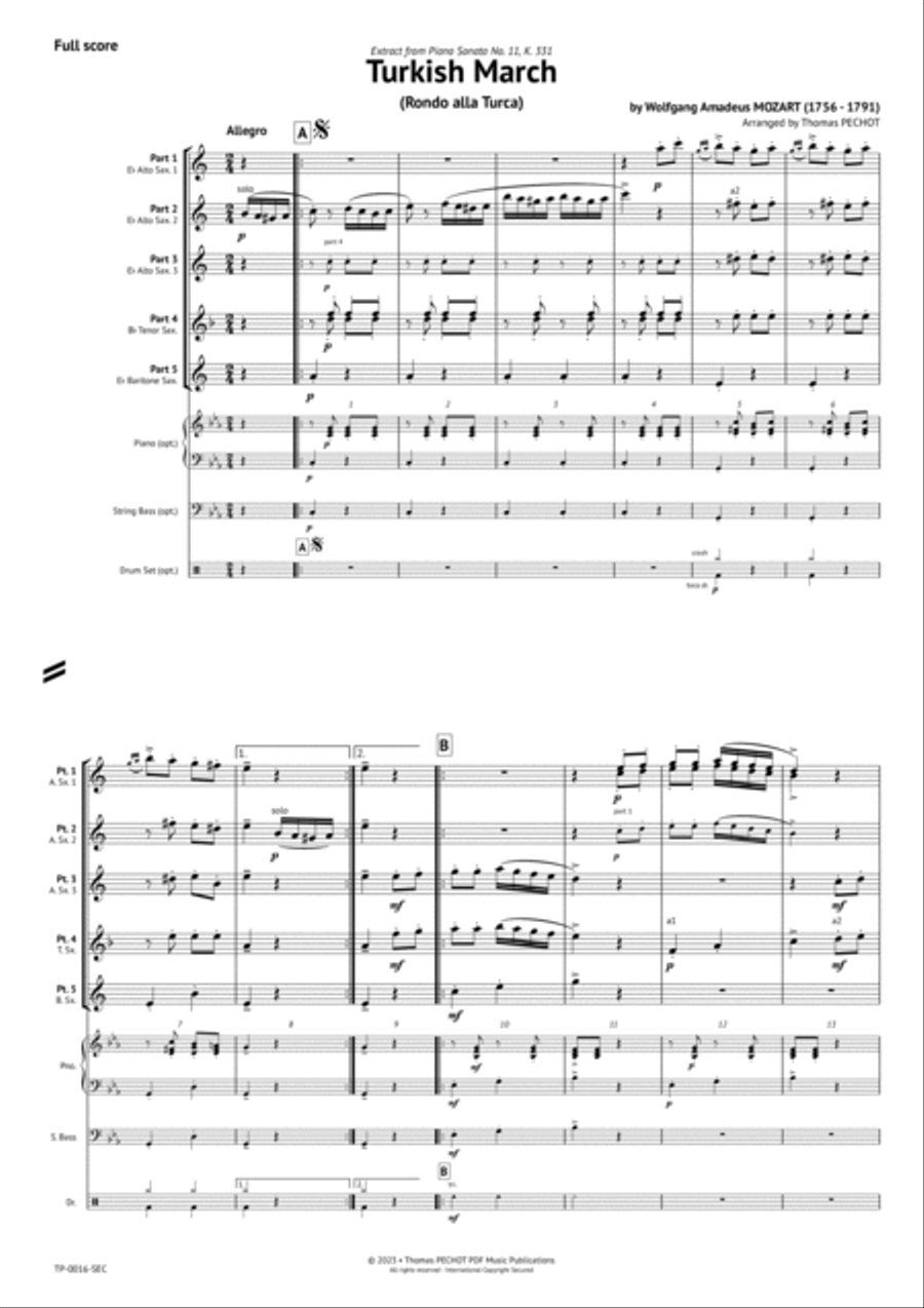 Turkish March (Rondo alla Turca) Woodwind Ensemble scores gallery preview page 2