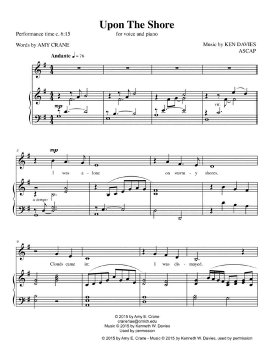 Upon the Shore Piano, Vocal, Guitar scores gallery preview page 2