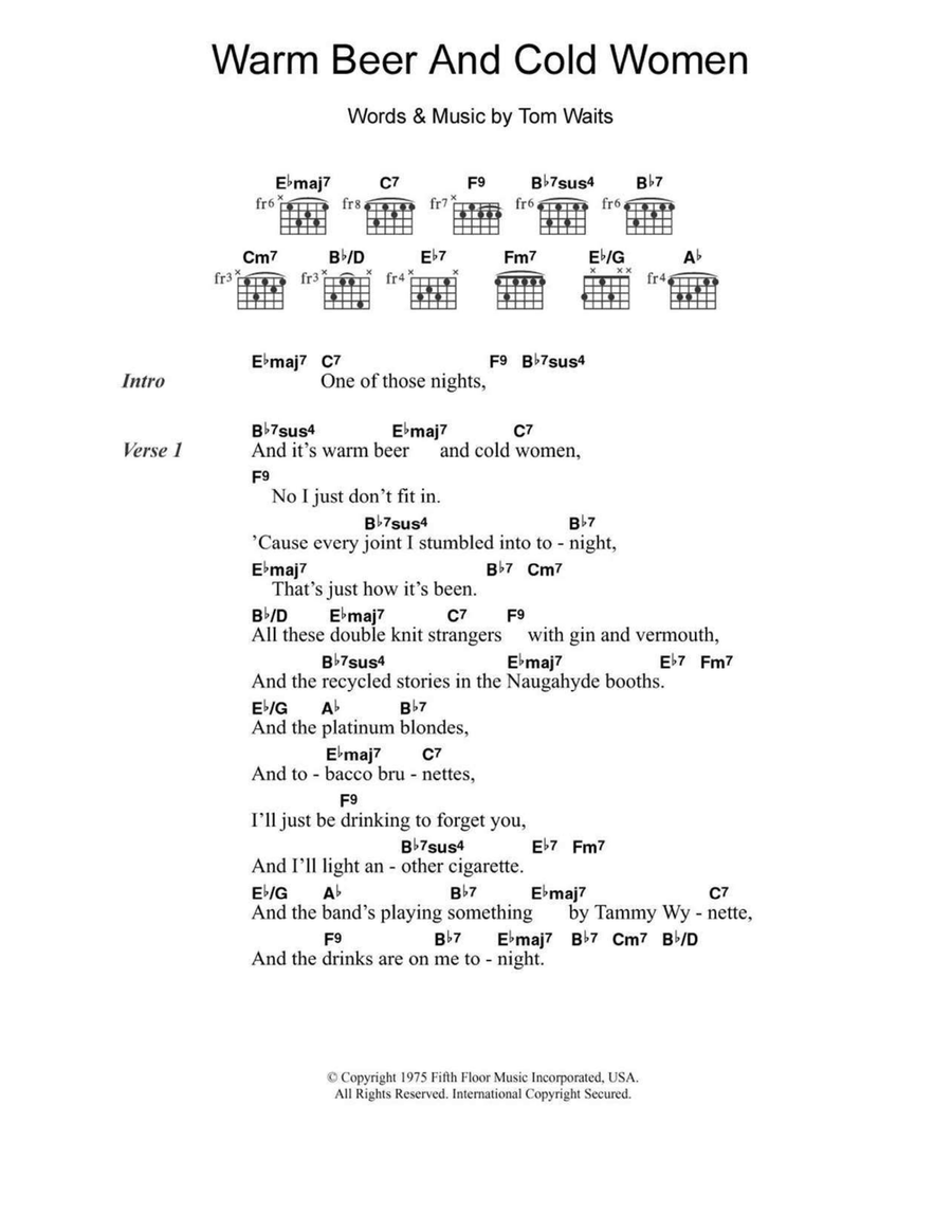 Warm Beer And Cold Women Easy Guitar scores gallery preview page 1