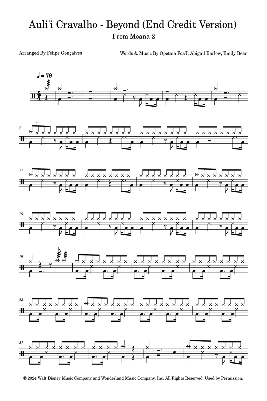 Beyond (End Credit Version) Drum Set scores gallery preview page 1