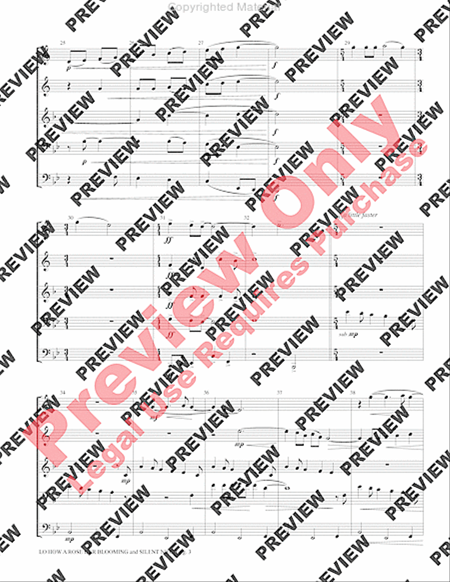 Lo, How a Rose E'er Blooming and Silent Night Brass Quintet scores gallery preview page 5