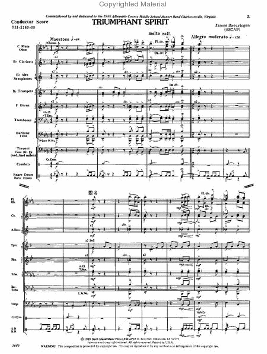 Triumphant Spirit by James Swearingen Concert Band - Sheet Music page 2