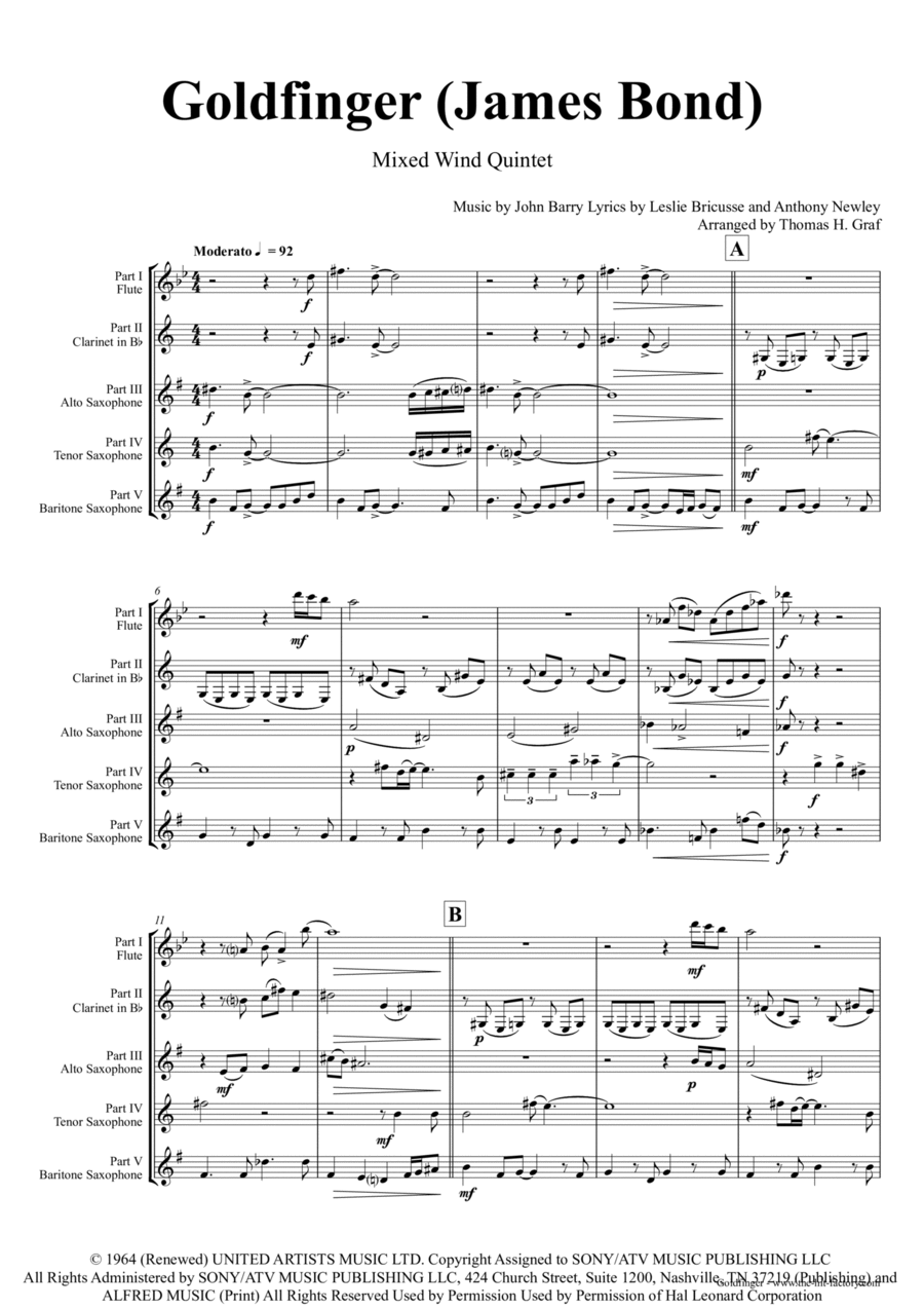Goldfinger Woodwind Ensemble scores gallery preview page 1