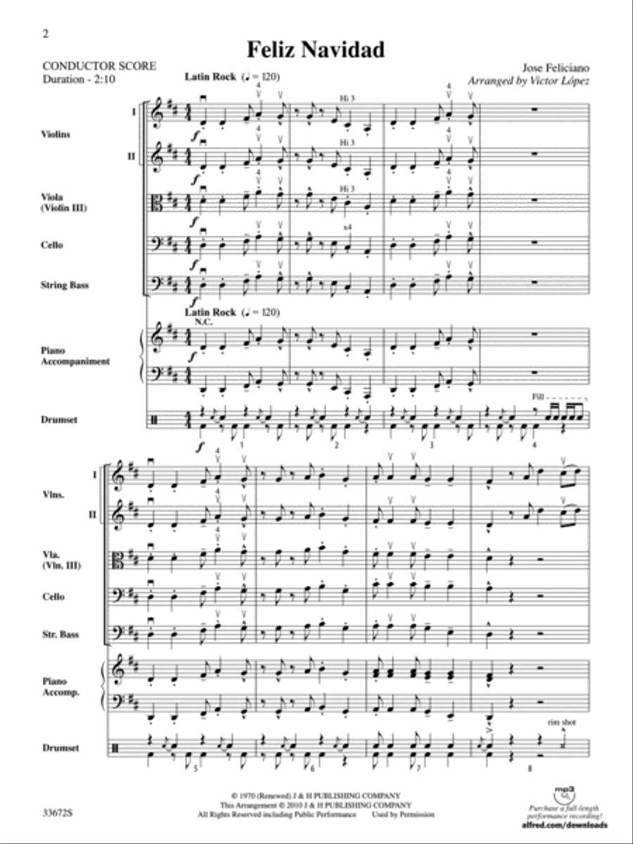 Feliz Navidad String Orchestra scores gallery preview page 2