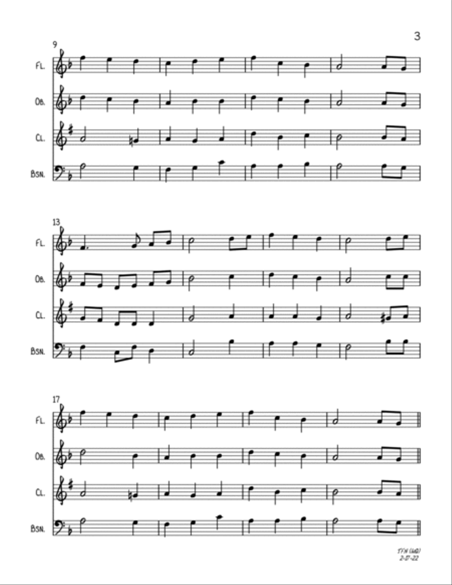 The First Noel (Wind Quartet) Woodwind Quartet scores gallery preview page 3