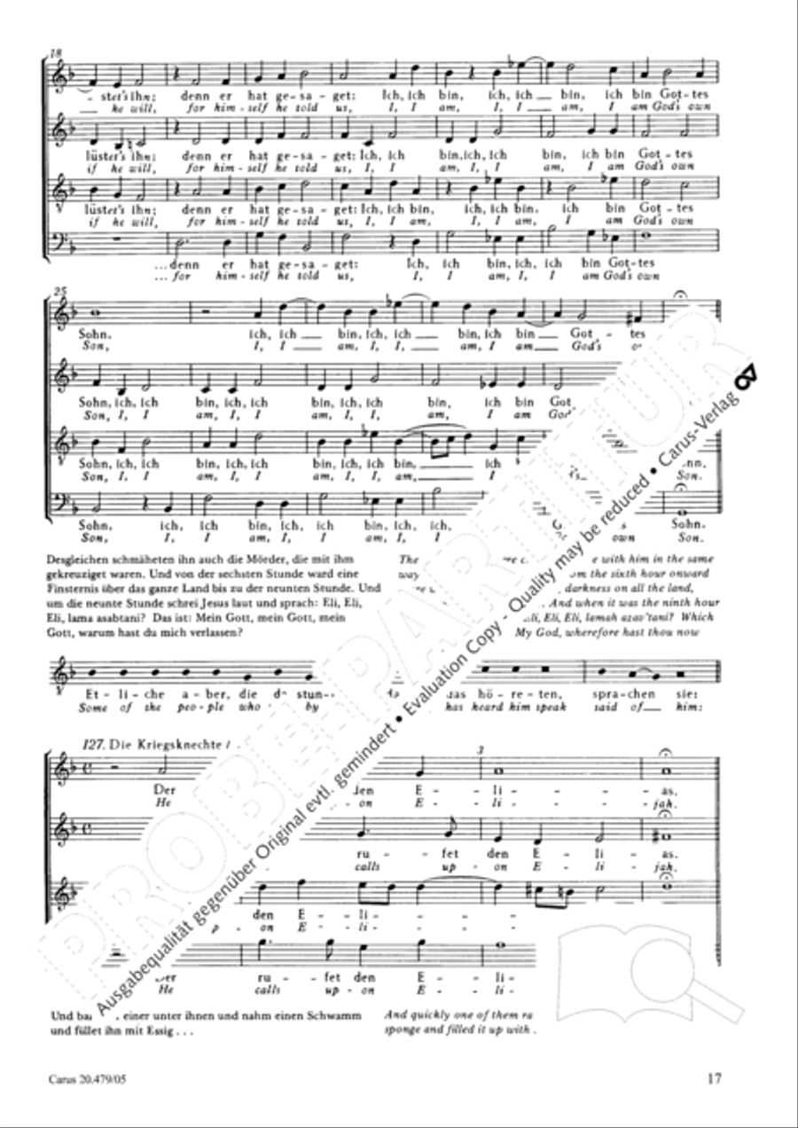 St. Matthew Passion (Matthaus-Passion) 4-Part scores gallery preview page 18