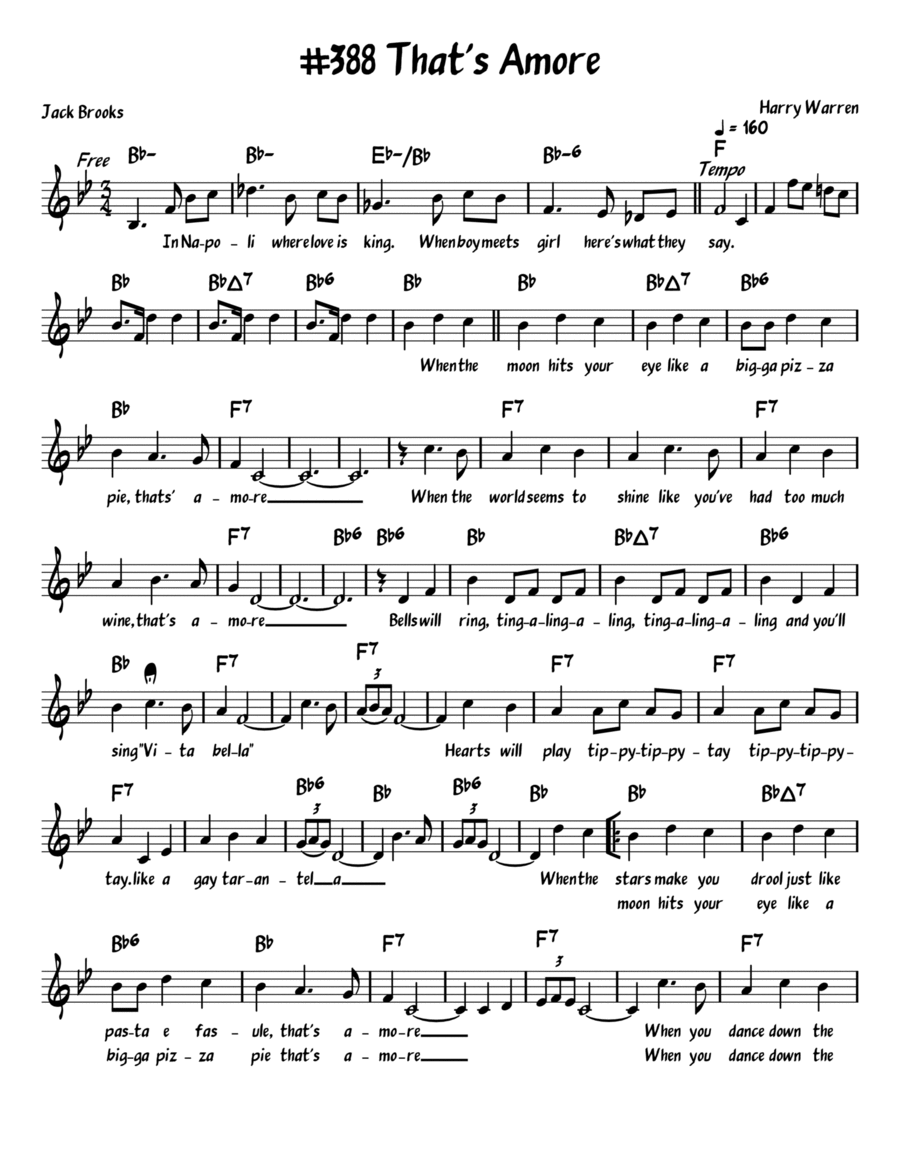 That's Amore (that's Love) Piano, Vocal, Guitar scores gallery preview page 1