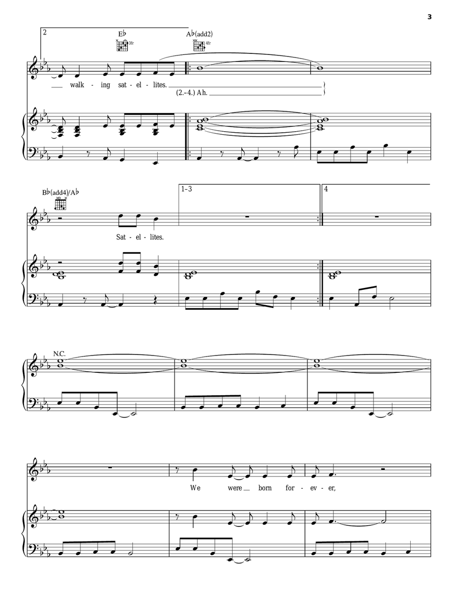 Satellites Piano, Vocal, Guitar scores gallery preview page 3
