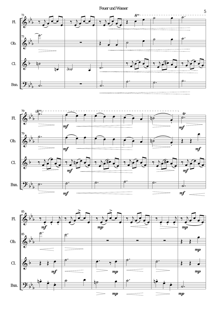 Feuer und Wasser (Fire and Water) for wind quartet Woodwind Quartet scores gallery preview page 5