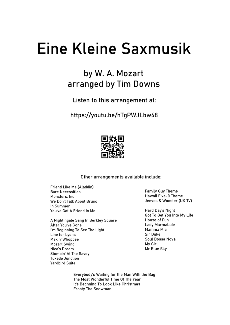 Eine Kleine Nachtmusik (with a swing!) Saxophone Quartet scores gallery preview page 1