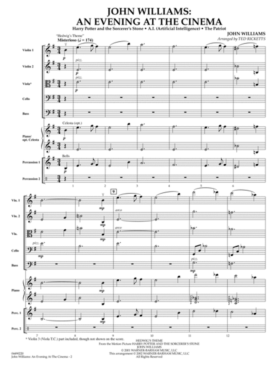 John Williams: An Evening At The Cinema (arr. Ted Ricketts) - Full Score