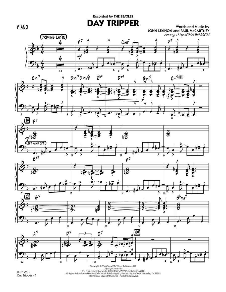 Day Tripper - Piano