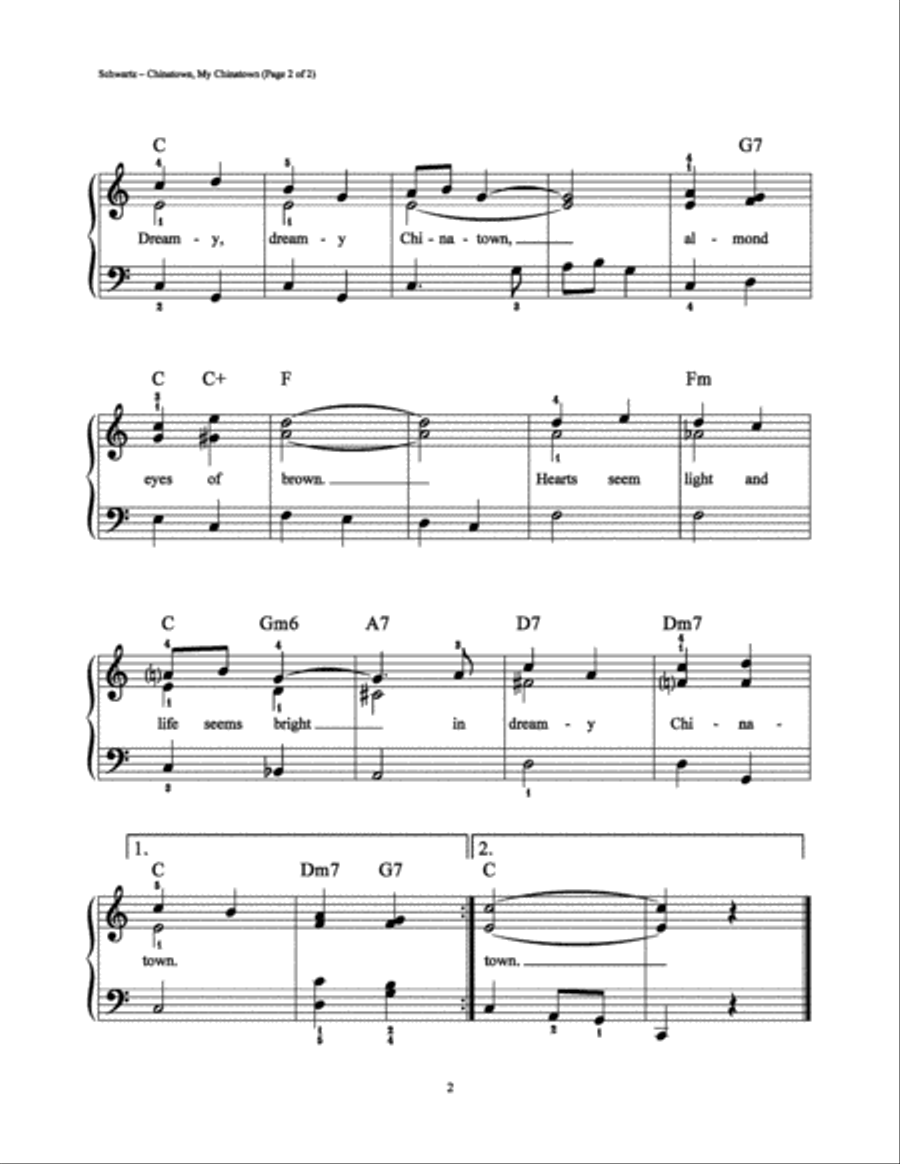 Chinatown, My Chinatown Easy Piano scores gallery preview page 2