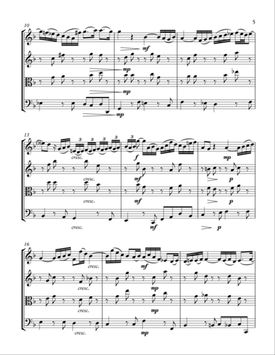 ARIOSO, Bach, String Quartet, Intermediate Level for 2 violins, viola and cello String Quartet scores gallery preview page 5