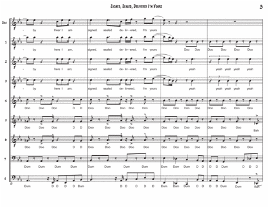 Signed, Sealed, Delivered I'm Yours TTBB scores gallery preview page 4