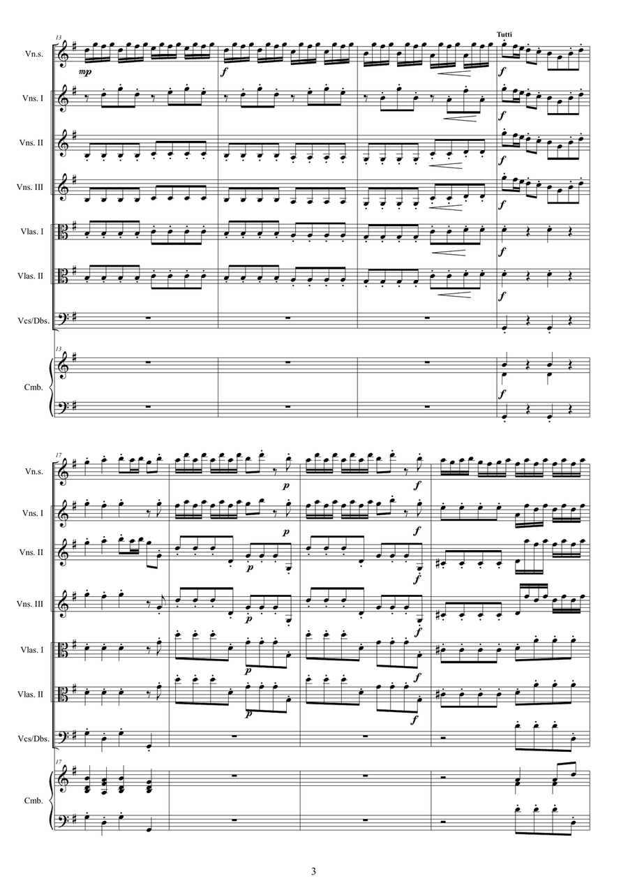 Vivaldi - Violin Concerto in G major RV 310 Op.3 No.3 for Violin solo, Strings and Continuo Chamber Orchestra scores gallery preview page 3