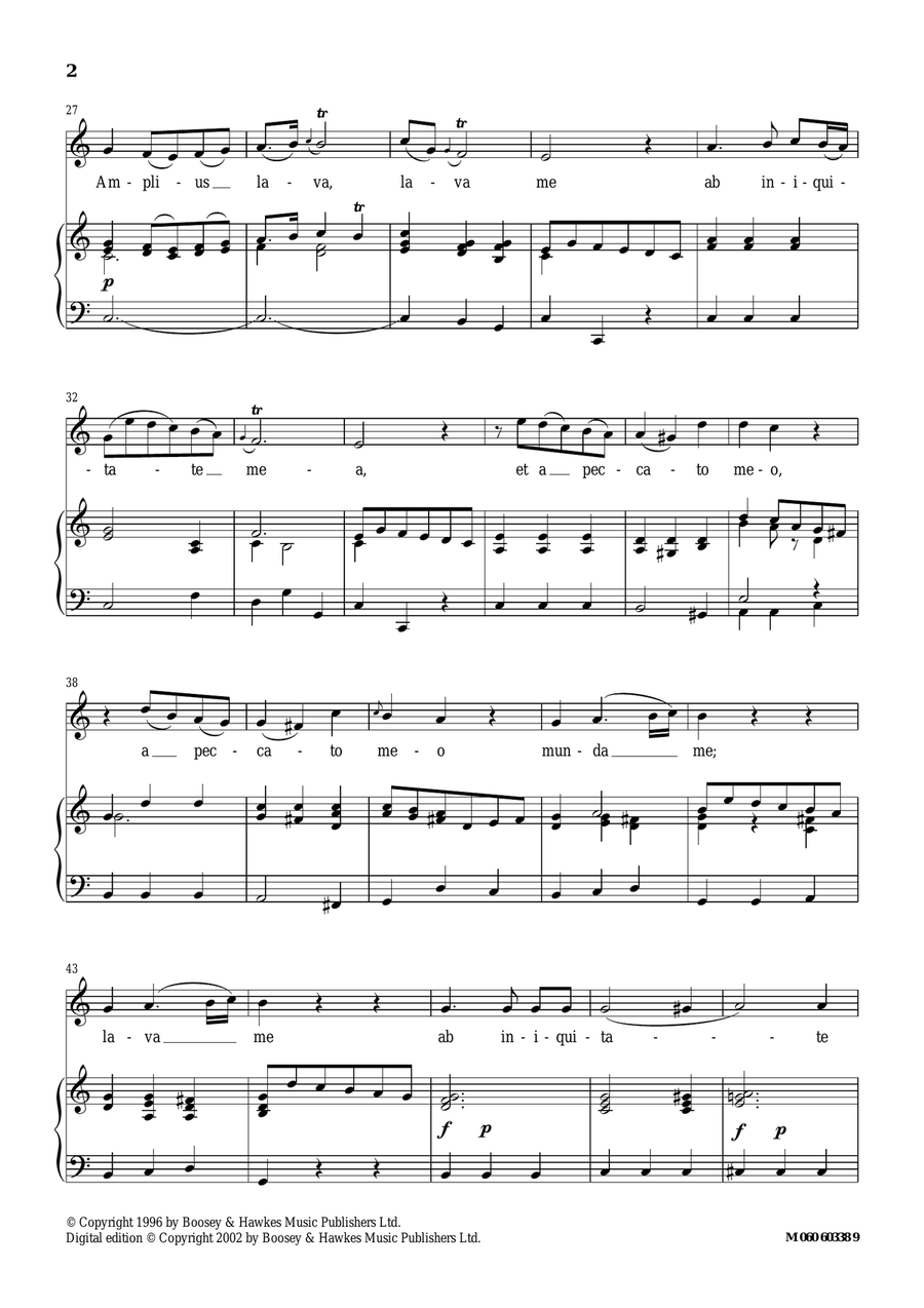 Amplius Lava Me Ab Iniquitate Mea (from Miserere) Piano, Vocal scores gallery preview page 2
